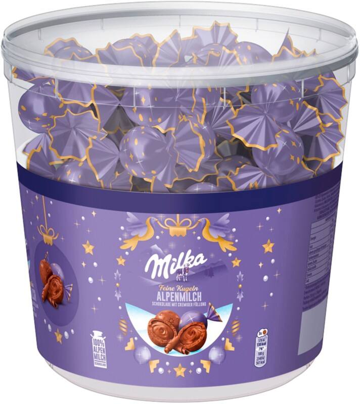 Milka Feine Kugeln Alpenmilchschokolade mit cremiger Füllung 900 g