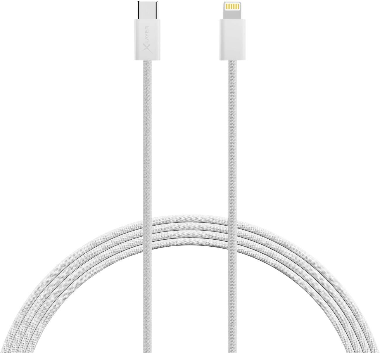 XLayer Ladekabel USB-C Stecker Apple Lightning 2 m Weiß