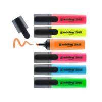 edding 345 Textmarker Farbig sortiert Breit Keilspitze 2 - 5 mm Nachfüllbar 6 Stück