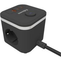 Fellowes Verlängerungskabel USB-A & USB-C 3-fach 2 m Schwarz
