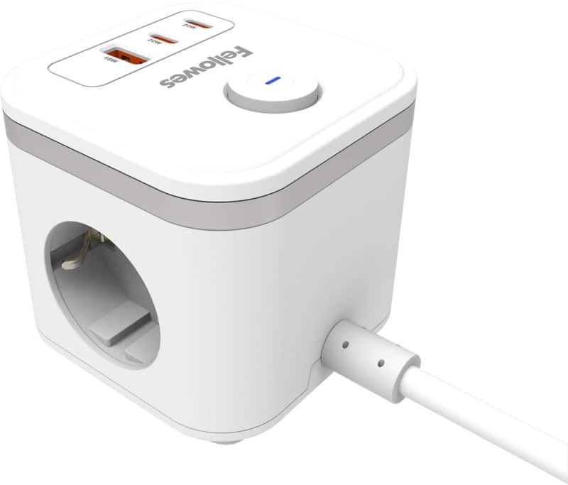 Fellowes Verlängerungskabel USB-A & USB-C 3-fach 2 m Weiß