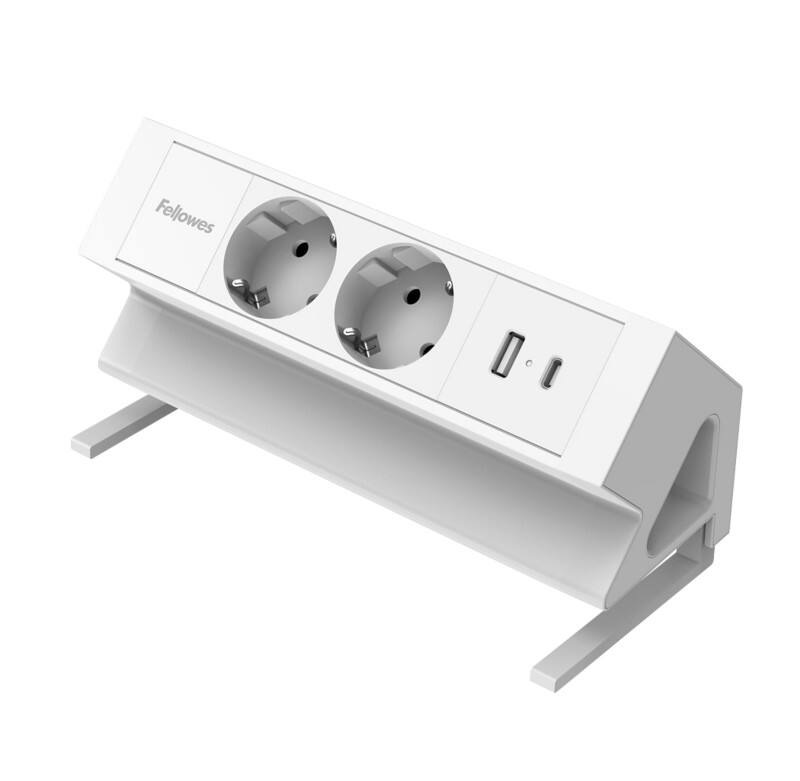 Fellowes Stromversorgung Schreibtisch USB-A & USB-C 2-fach 2 m Weiß