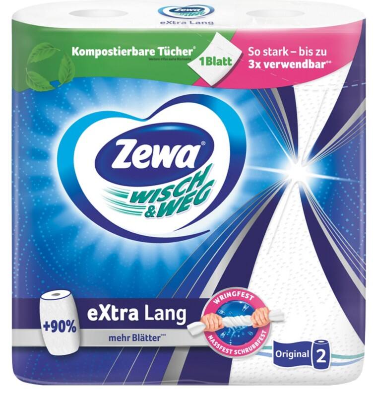 Zewa Küchenrolle Wisch & Weg Extra Lang 2 x 86 Blatt