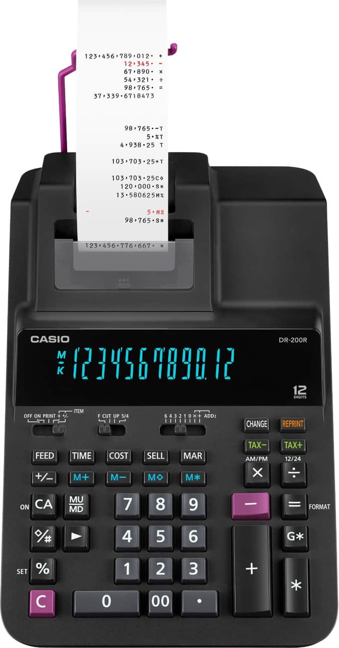 Casio Druckender Tischrechner Ziffernanzeige Schwarz AC DR-200R