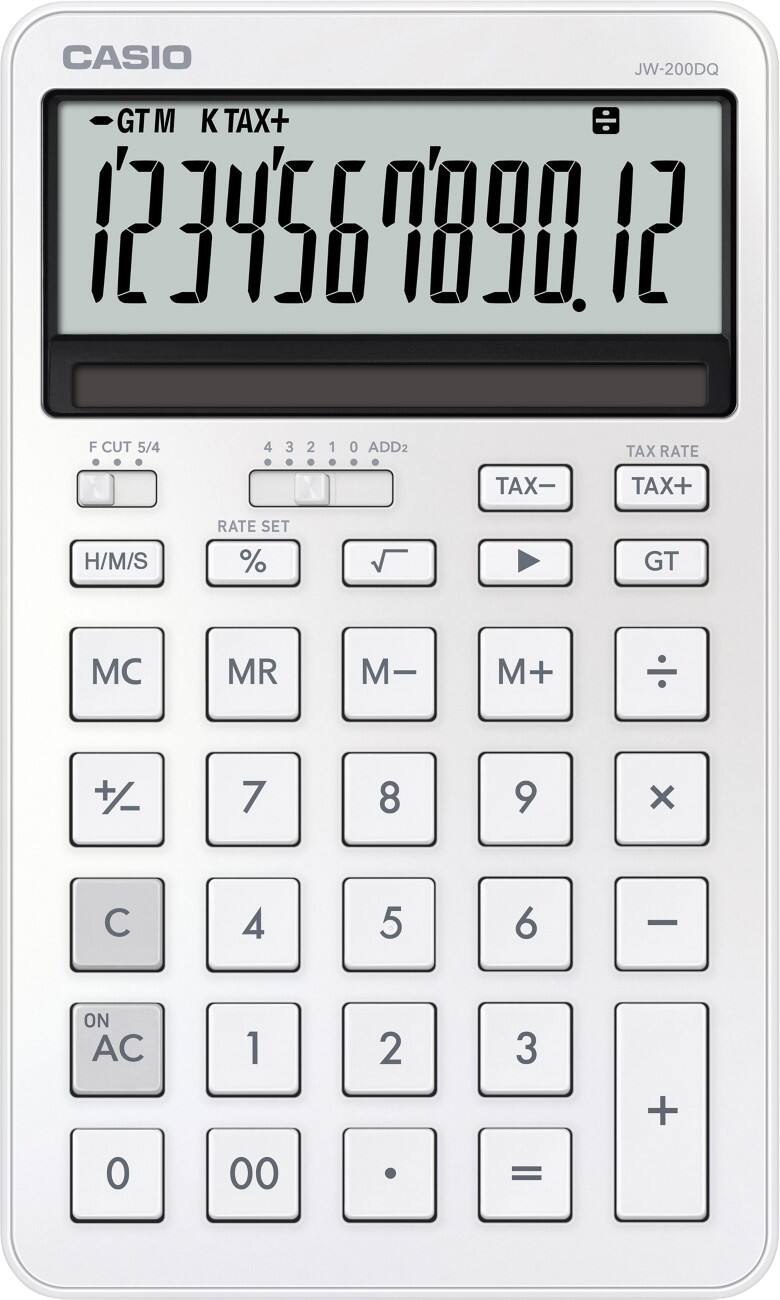 Casio Druckender Tischrechner Ziffernanzeige Weiß Batterie JW-200DQ-WE