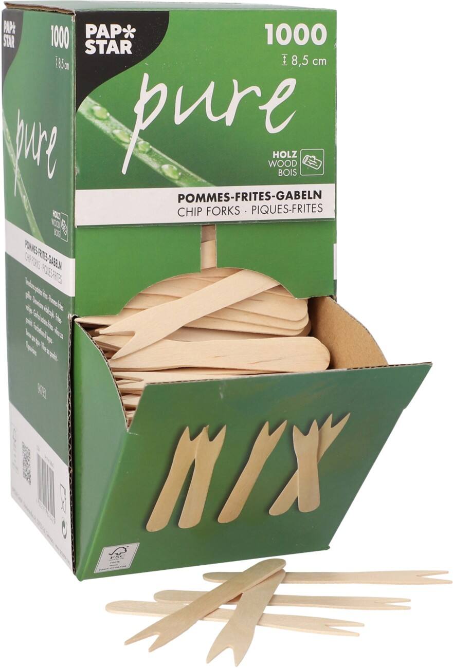 PAPSTAR Pommes-Frites-Gabeln Holz Braun 1000 Stück