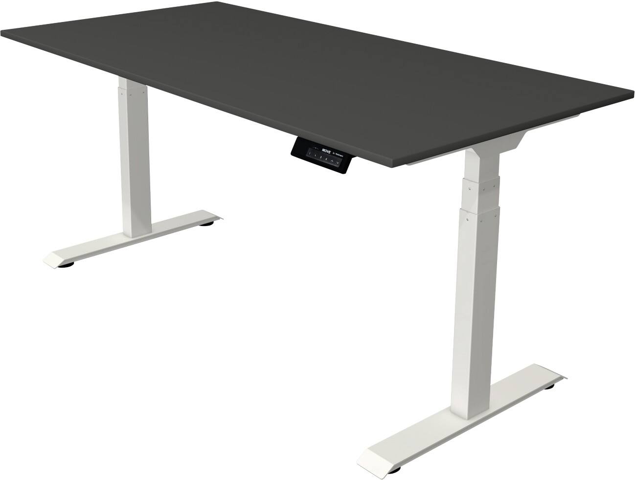 Kerkmann Move 1 Stable Elektrisch Höhenverstellbar Sitz-Stehschreibtisch Rechteckig Anthrazit T-Fuß 1.600 (B) x 800 (T) x 1.270 (H) mm Melamin, Spanplatte, Stahl