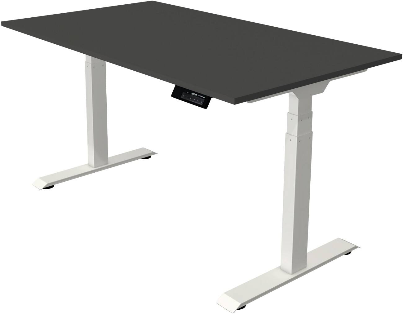 Kerkmann Move 1 Stable Elektrisch Höhenverstellbar Sitz-Stehschreibtisch Rechteckig Anthrazit T-Fuß 1.400 (B) x 800 (T) x 1.270 (H) mm Melamin, Spanplatte, Stahl