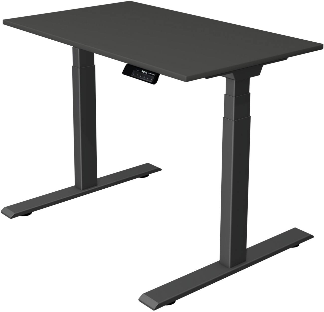 Kerkmann Move 1 Stable Elektrisch Höhenverstellbar Sitz-Stehschreibtisch Rechteckig Anthrazit T-Fuß 1.000 (B) x 600 (T) x 1.270 (H) mm Melamin, Spanplatte, Stahl