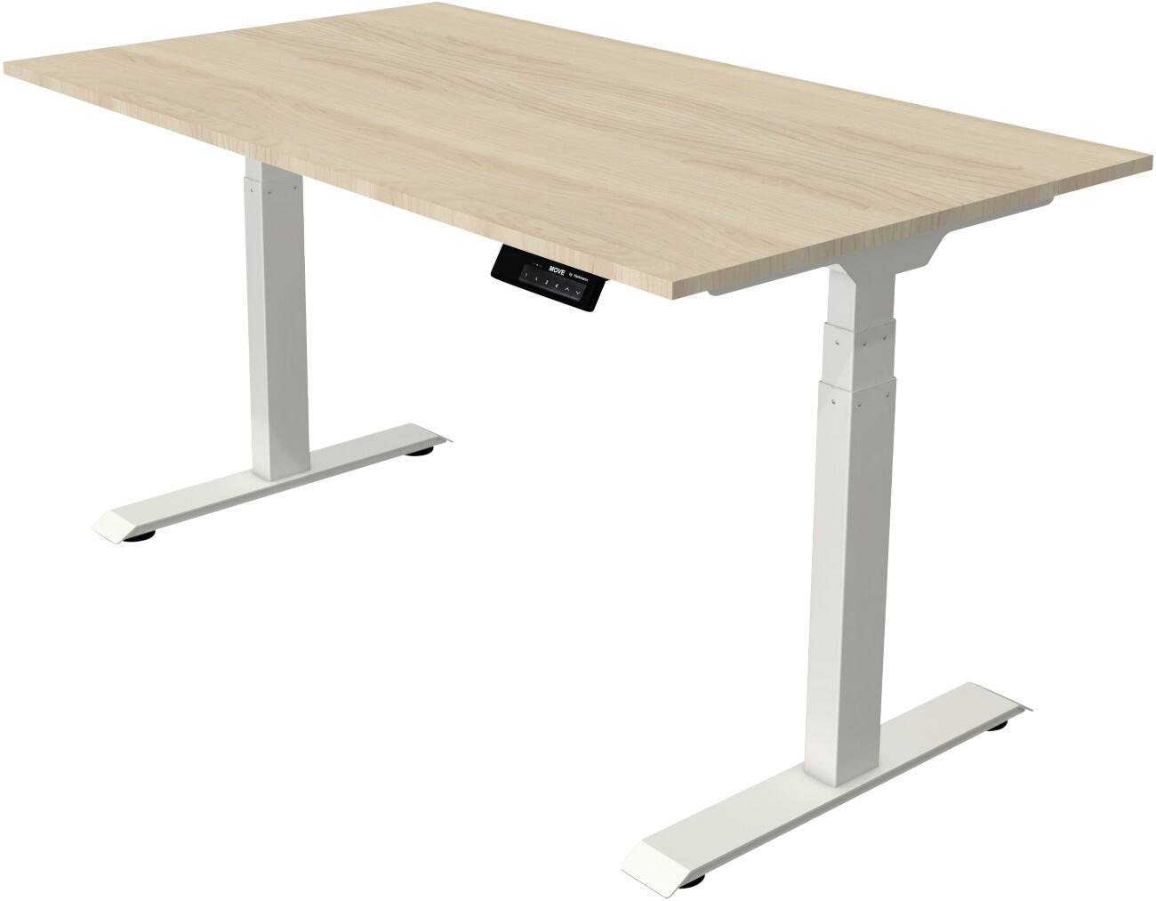 Kerkmann Elektronisch Höhenverstellbar Sitz-Stehschreibtisch Rechteckig T-Fuß 1,400 (B) x 800 (T) x 1,270 (H) mm Spanplatte Melamin Stahl