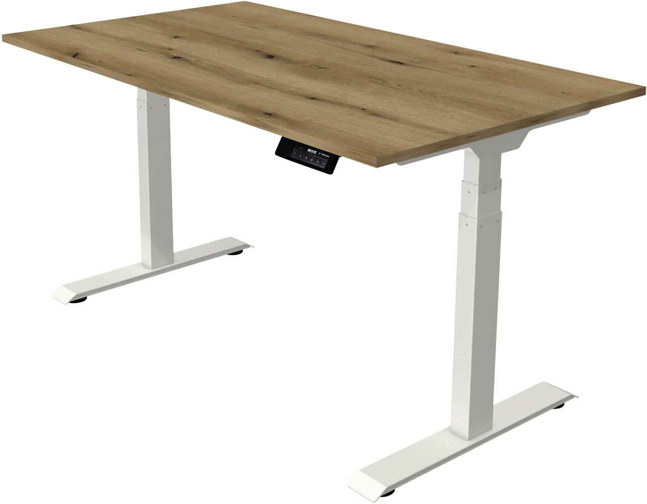 Kerkmann Elektronisch Höhenverstellbar Sitz-Stehschreibtisch Rechteckig T-Fuß 1,400 (B) x 800 (T) x 1,270 (H) mm Spanplatte Melamin Stahl