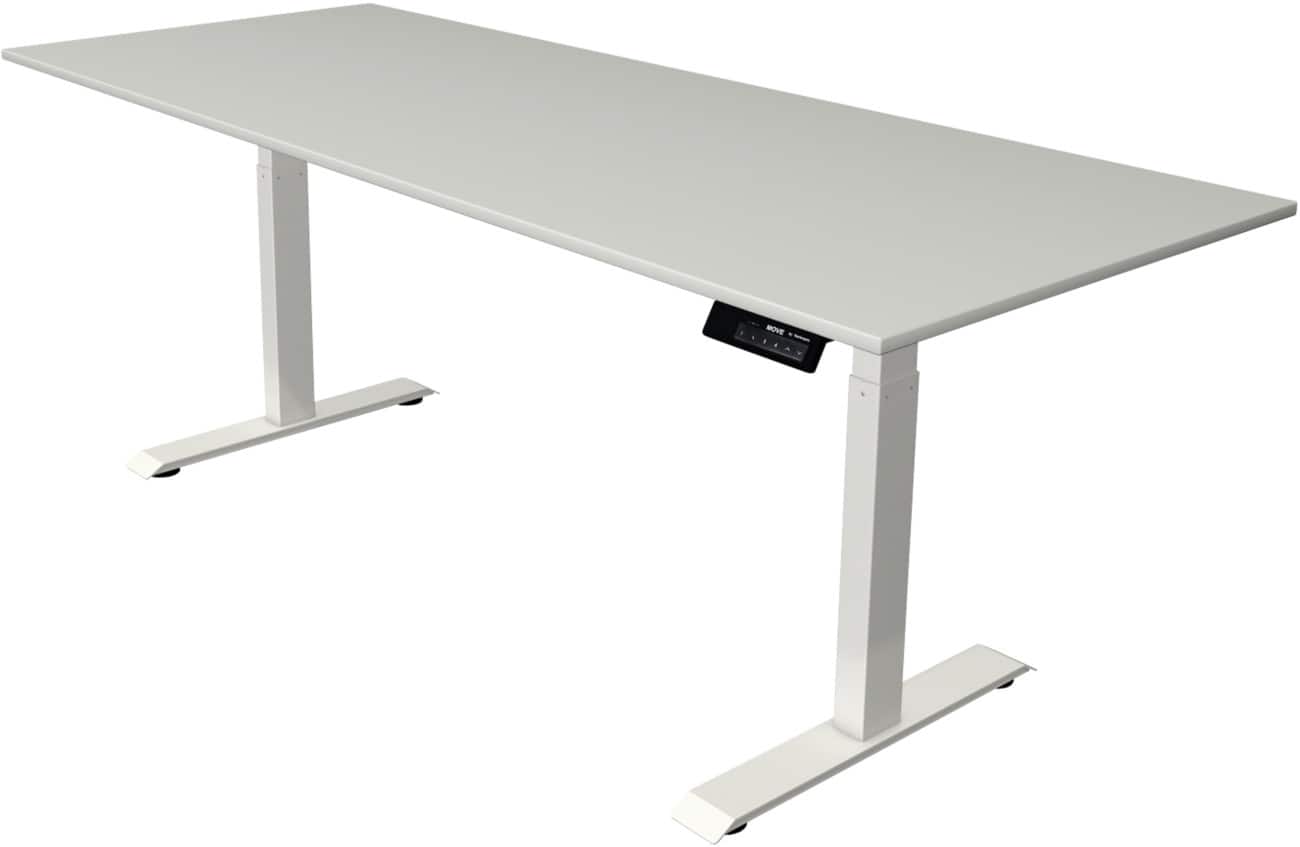 Kerkmann Elektronisch Höhenverstellbar Sitz-Stehschreibtisch Rechteckig T-Fuß 2,000 (B) x 800 (T) x 1,270 (H) mm Spanplatte Melamin Stahl