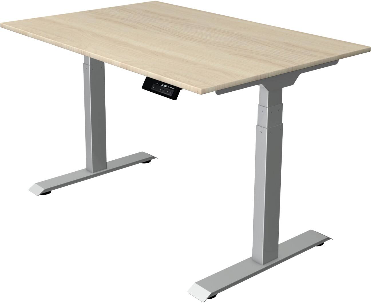 Kerkmann Elektronisch Höhenverstellbar Sitz-Stehschreibtisch Rechteckig T-Fuß 1,200 (B) x 800 (T) x 1,270 (H) mm Spanplatte Melamin Stahl