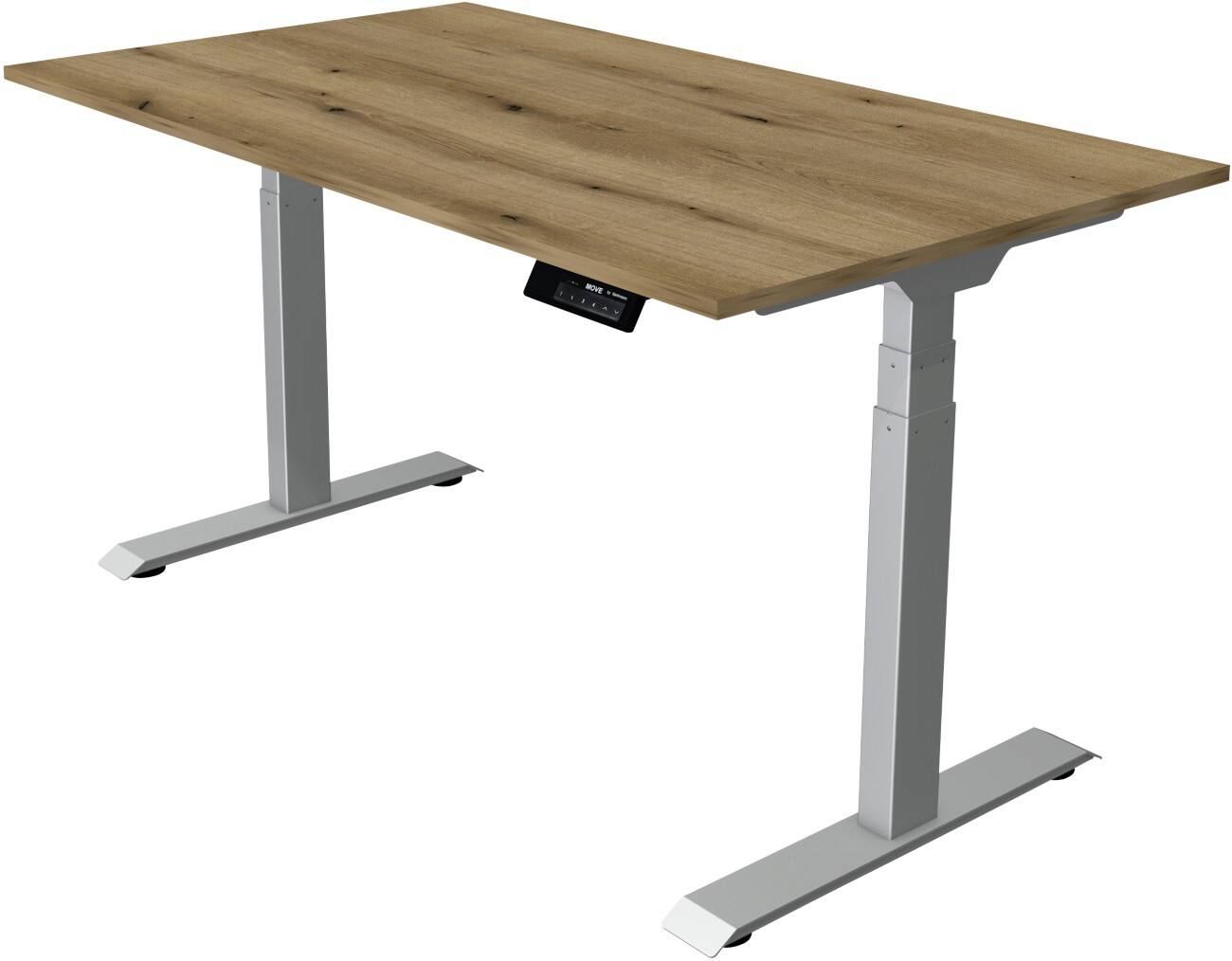 Kerkmann Elektronisch Höhenverstellbar Sitz-Stehschreibtisch Rechteckig T-Fuß 1,400 (B) x 800 (T) x 1,270 (H) mm Spanplatte Melamin Stahl