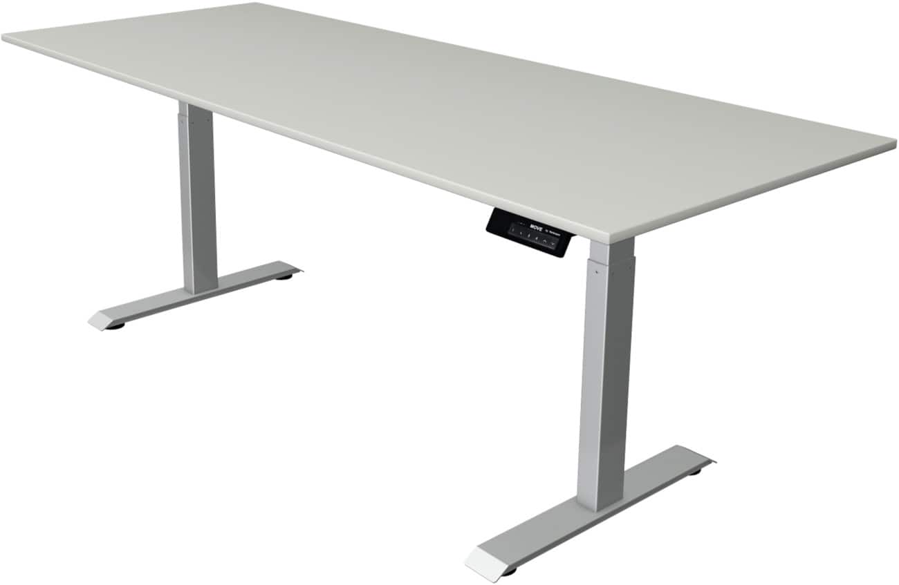 Kerkmann Elektronisch Höhenverstellbar Sitz-Stehschreibtisch Rechteckig T-Fuß 2,000 (B) x 800 (T) x 1,270 (H) mm Spanplatte Melamin Stahl