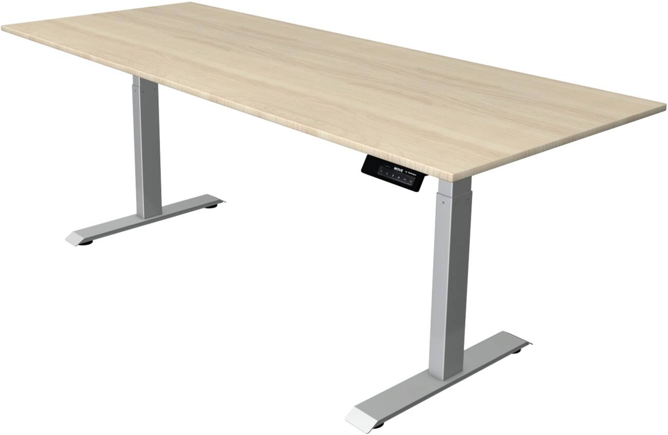 Kerkmann Elektronisch Höhenverstellbar Sitz-Stehschreibtisch Rechteckig T-Fuß 2,000 (B) x 800 (T) x 1,270 (H) mm Spanplatte Melamin Stahl