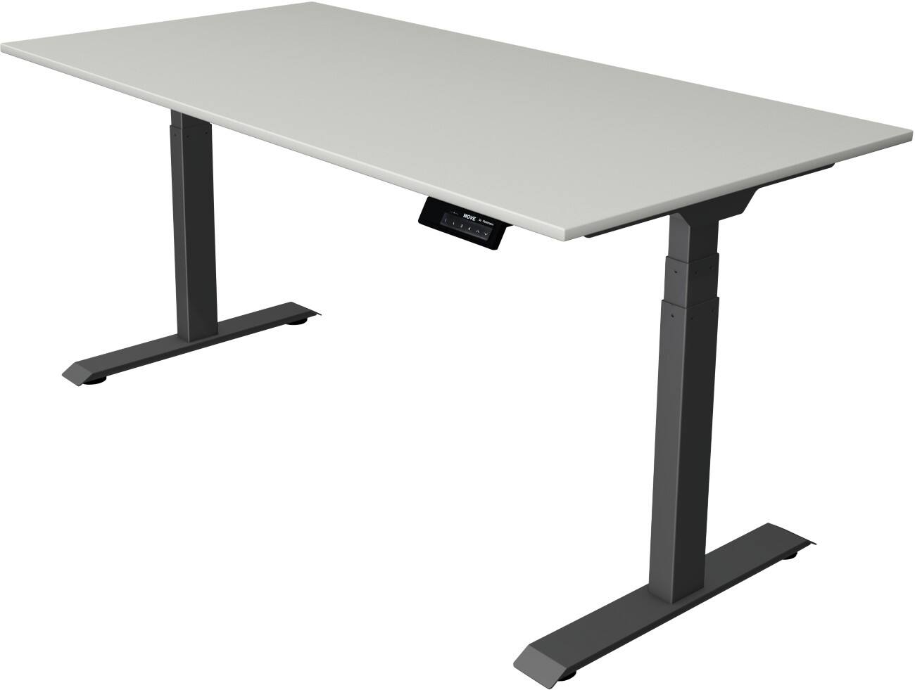 Kerkmann Elektronisch Höhenverstellbar Sitz-Stehschreibtisch Rechteckig T-Fuß 1,600 (B) x 800 (T) x 1,270 (H) mm Spanplatte Melamin Stahl