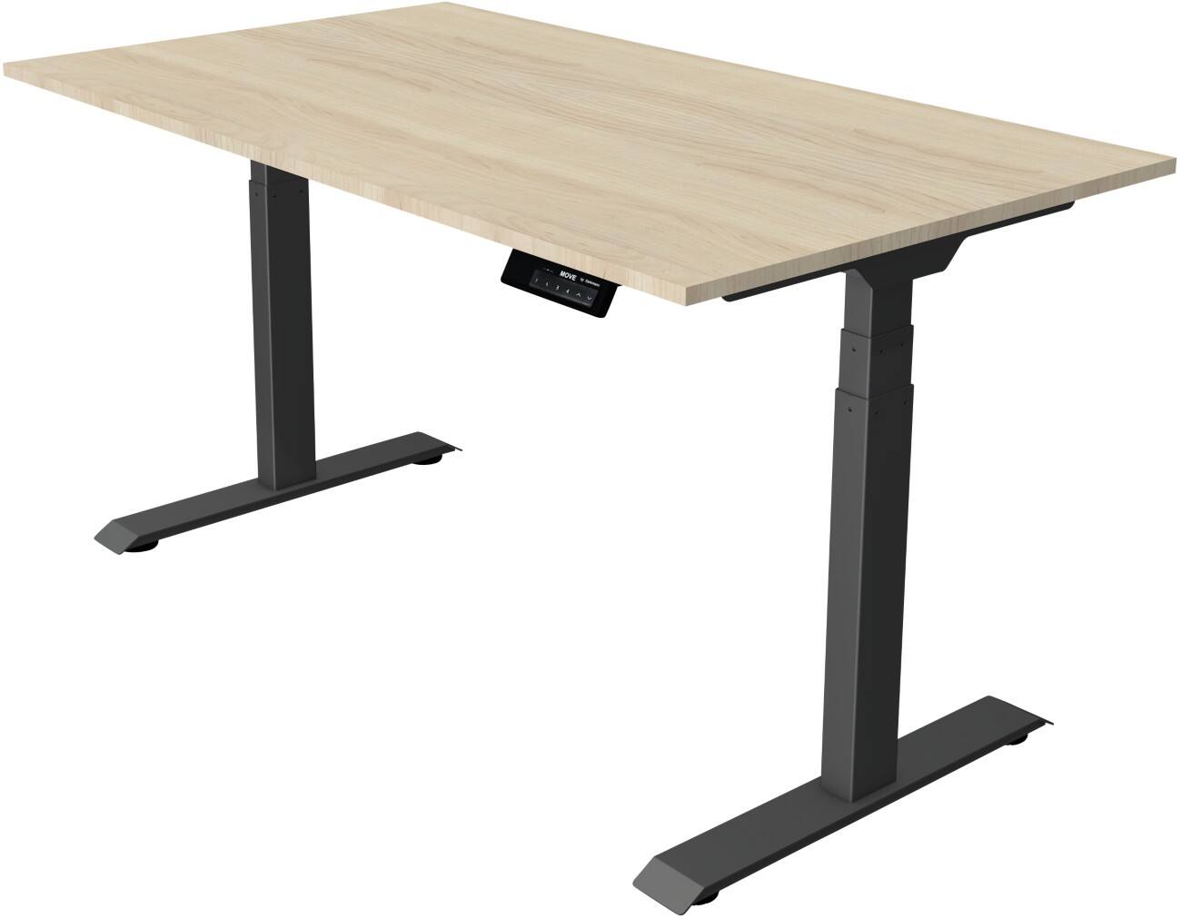 Kerkmann Elektronisch Höhenverstellbar Sitz-Stehschreibtisch Rechteckig T-Fuß 1,400 (B) x 800 (T) x 1,270 (H) mm Spanplatte Melamin Stahl