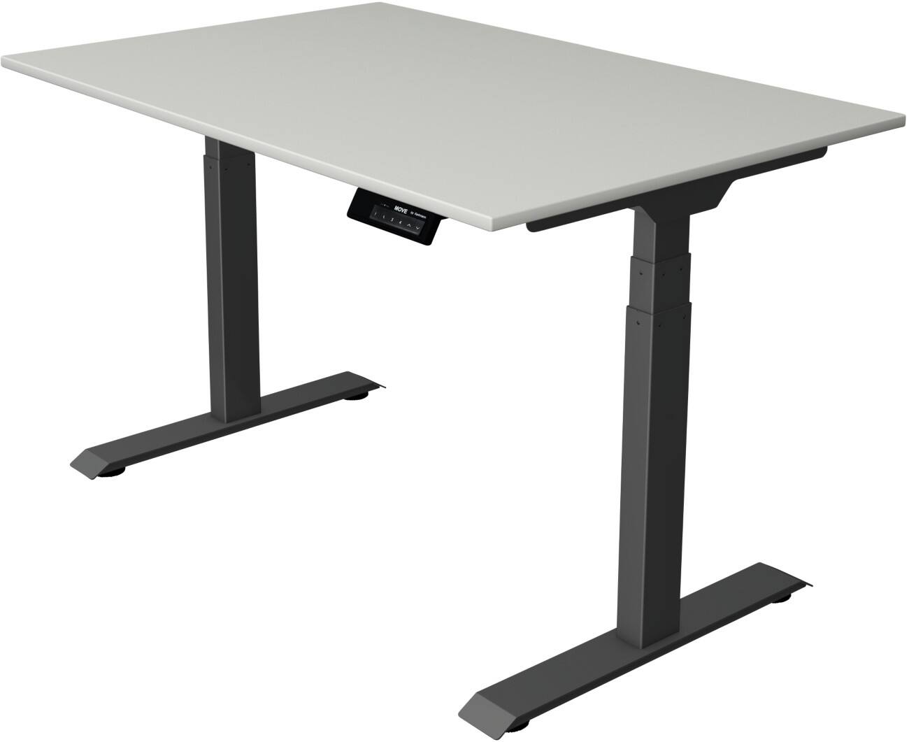 Kerkmann Elektronisch Höhenverstellbar Sitz-Stehschreibtisch Rechteckig T-Fuß 1,200 (B) x 800 (T) x 1,270 (H) mm Spanplatte Melamin Stahl