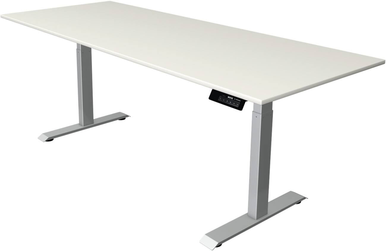 Kerkmann Move 1 Stable Elektrisch Höhenverstellbar Sitz-Stehschreibtisch Rechteckig Weiß T-Fuß 2.000 (B) x 800 (T) x 1.270 (H) mm Melamin, Spanplatte, Stahl