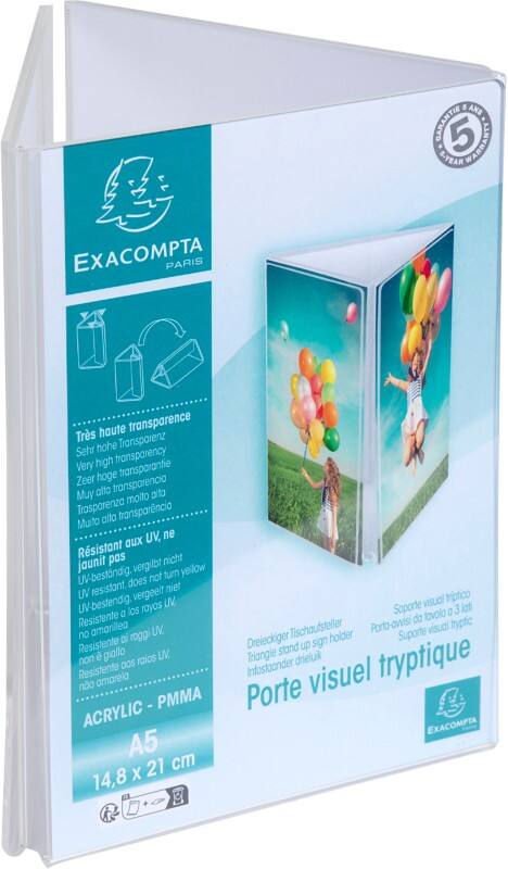 Exacompta Office Tischaufsteller A5 T-Form 15 (B) x 14,5 (T) x 21,2 (H) cm Transparent 10 Stück