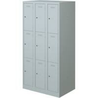 Bisley Primary Stahl Garderobenschrank 3 Türen 3 abteile Schlüssel 900 x 500 x 1.800 mm Hellgrau