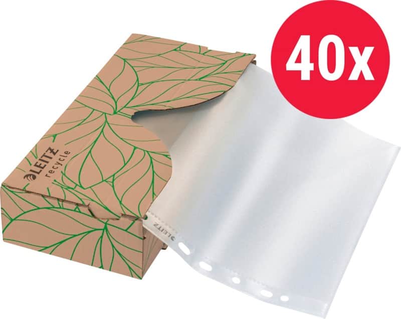Leitz Recycle Klarsichthüllen 90% Recycelt Texturiert Transparent 11 Löcher 40220003 40 Stück
