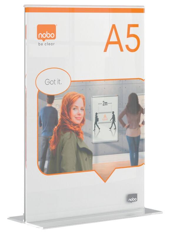 Nobo Premium Plus Tischaufsteller A5 T-Form 15,5 (B) x 9 (T) x 22 (H) cm Transparent