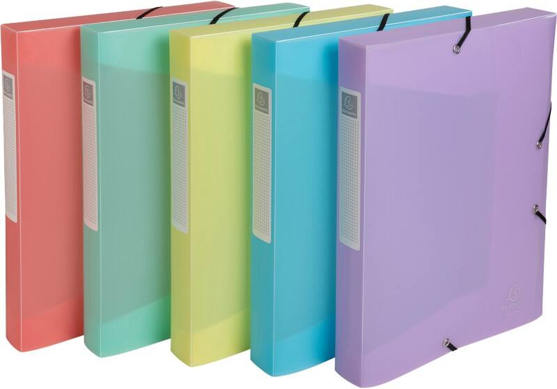 Exacompta Chromaline Pastel Archivbox 59270E A4 PP (Polypropylen) Gummiband 25 (B) x 4 (T) x 33 (H) cm Färbig sortiert 4,0 cm 8 Stück