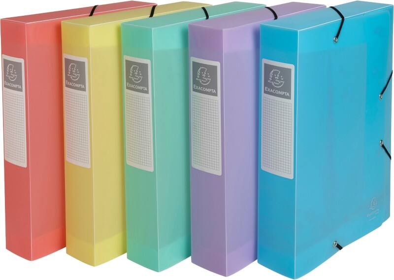Exacompta Chromaline Pastel Archivbox 59370E A4 PP (Polypropylen) Gummiband 25 (B) x 6 (T) x 33 (H) cm Färbig sortiert 6,0 cm 8 Stück