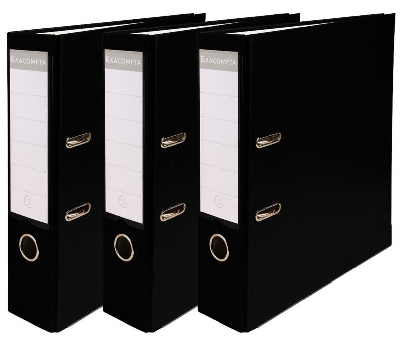 Exacompta Ordner Breit A4 75 mm Schwarz 2 Ringe 918401SE Kunststoff 12 Stück