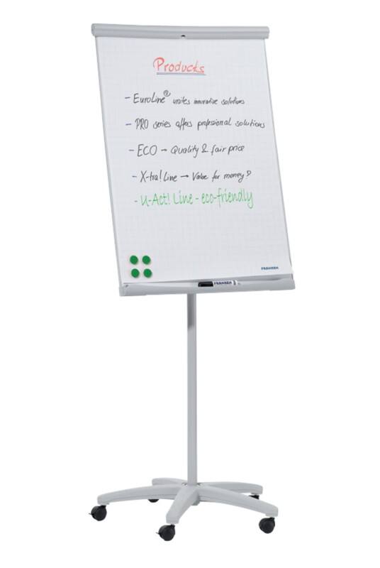FRANKEN U-Act!Line Mobiles Magnetisches Flipchart FC91 70 x 100 cm Mit 5 Rollen und Stiftablage Hellgrau