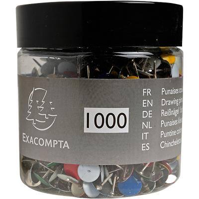 Exacompta Reißnägel PS (Polystyrol) 9,5 mm Farbig sortiert 1000 Stück