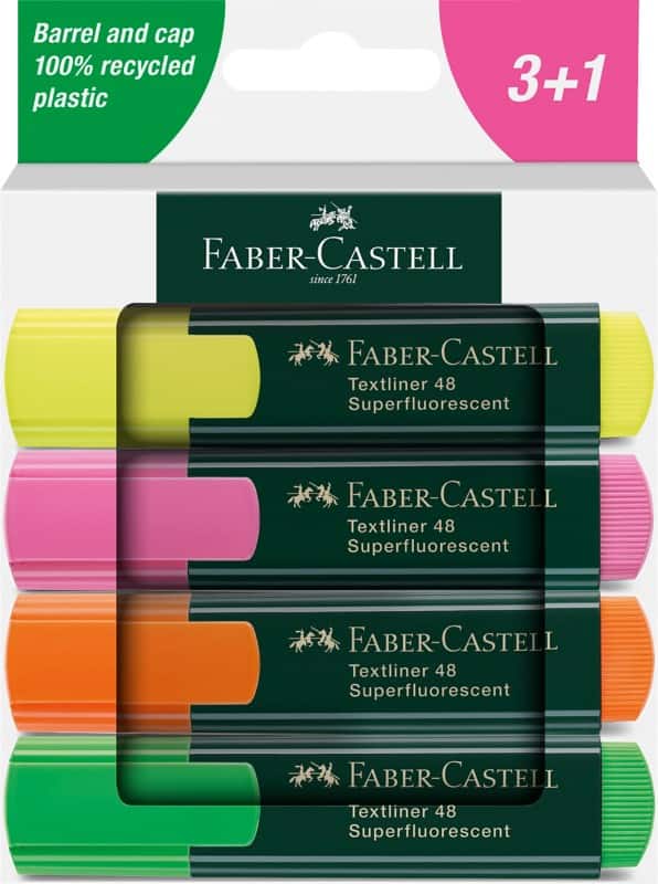 Faber-Castell Textmarker 5 mm TL48 Färbig sortiert Nachfüllbar 4 Stück