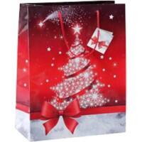 Sigel Geschenktasche Weihnachten Glitzernder Baum GT022 Rot, weiß 26 x 33 x 12 cm