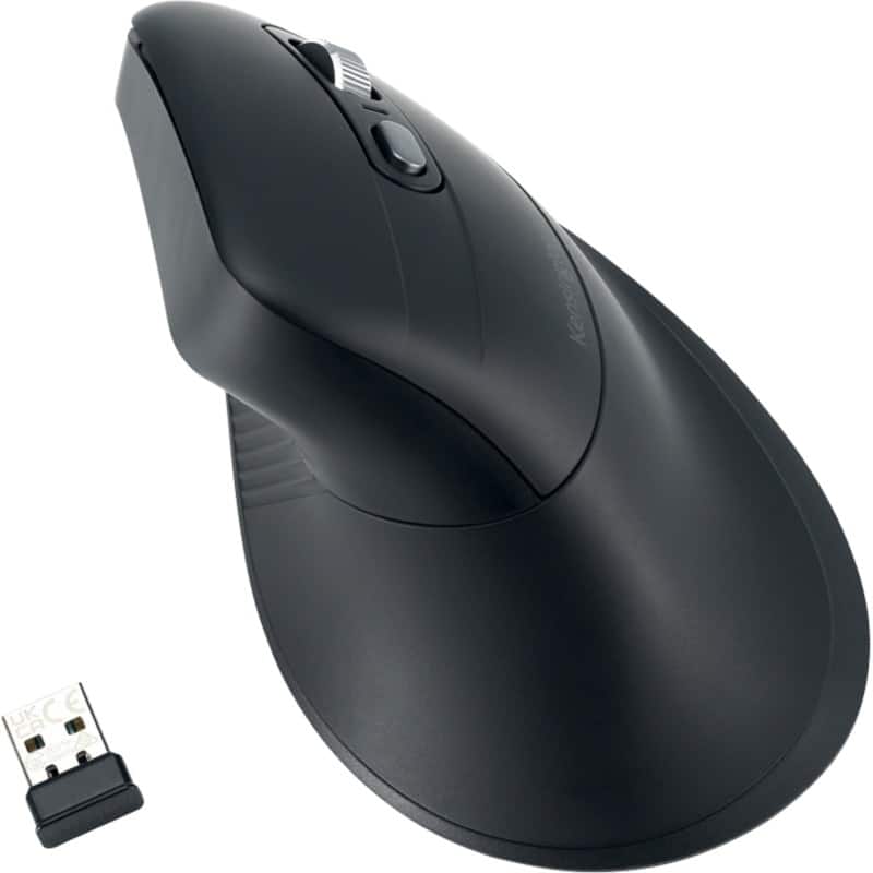 Kensington EQ Pro Fit Ergo MY630 Kabellose, wiederaufladbare vertikale Maus K72482WW Optische Maus Für Rechtshänder Bluetooth/USB-A Nano-Empfänger Schwarz