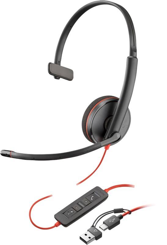 HP Poly Blackwire Verkabelt Headset Kopfbügel Mit Mikrofon Mono 3210 Schwarz