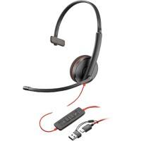 HP Poly Blackwire Wired Headset Freisprecheinrichtung ohne Bluetooth Mikrofon Mono 3210 Schwarz, Rot