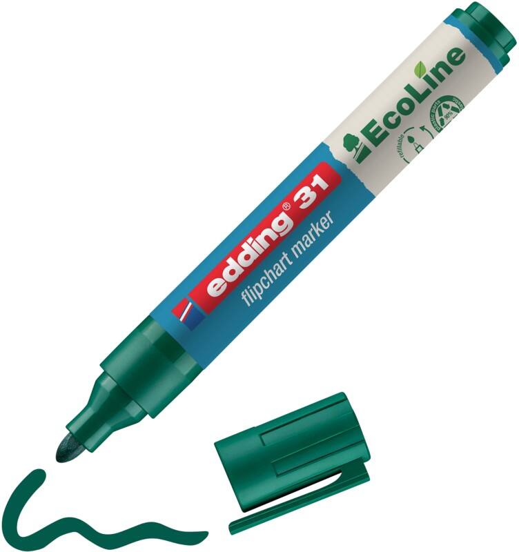 edding ecoline E-31 Flipchart-Marker  Rundspitze  - 3 mm Grün Nachfüllbar
