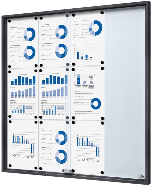 SHOWDOWN Vitrine Magnetisch 12 x DIN A4 Wandmontage Abschließbar Indoor 90,6 (B) x 94,8 (H) cm Anthrazit