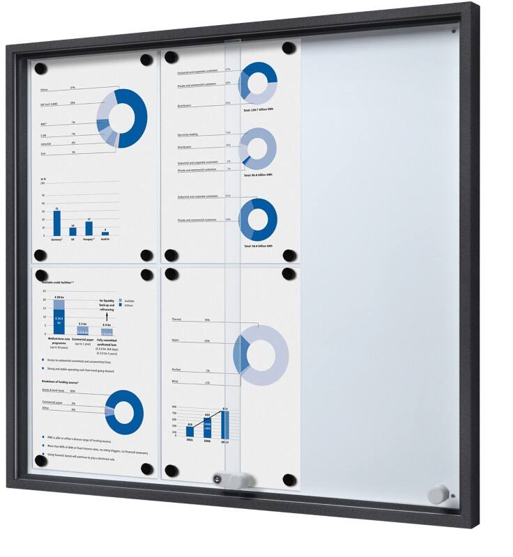 SHOWDOWN Vitrine Magnetisch 6 x DIN A4 Wandmontage Abschließbar Indoor 68,6 (B) x 64,1 (H) cm Anthrazit