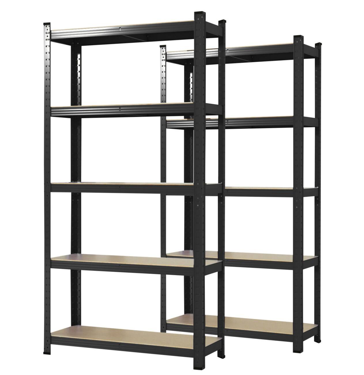 Karat Lakota Regal MDF (Mitteldichte Faserplatte), Stahlblech 750 x 300 x 1.500 mm Schwarz 2 Stück