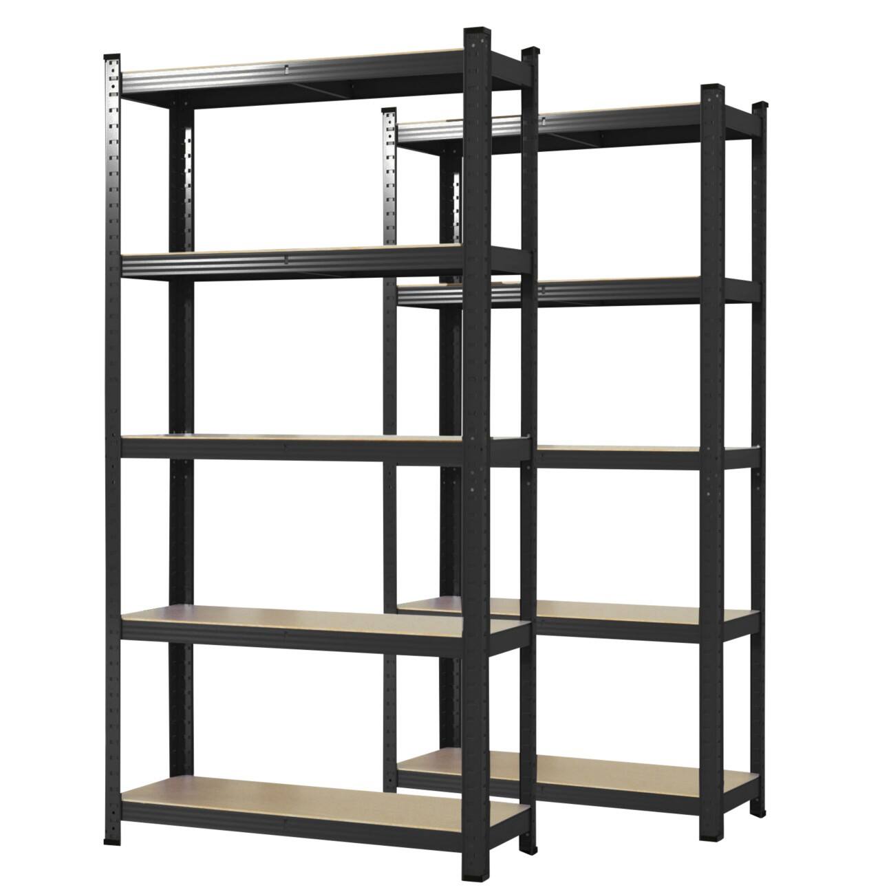 Karat Lakota Regal MDF (Mitteldichte Faserplatte), Stahlblech 1.200 x 600 x 2.000 mm Schwarz 2 Stück