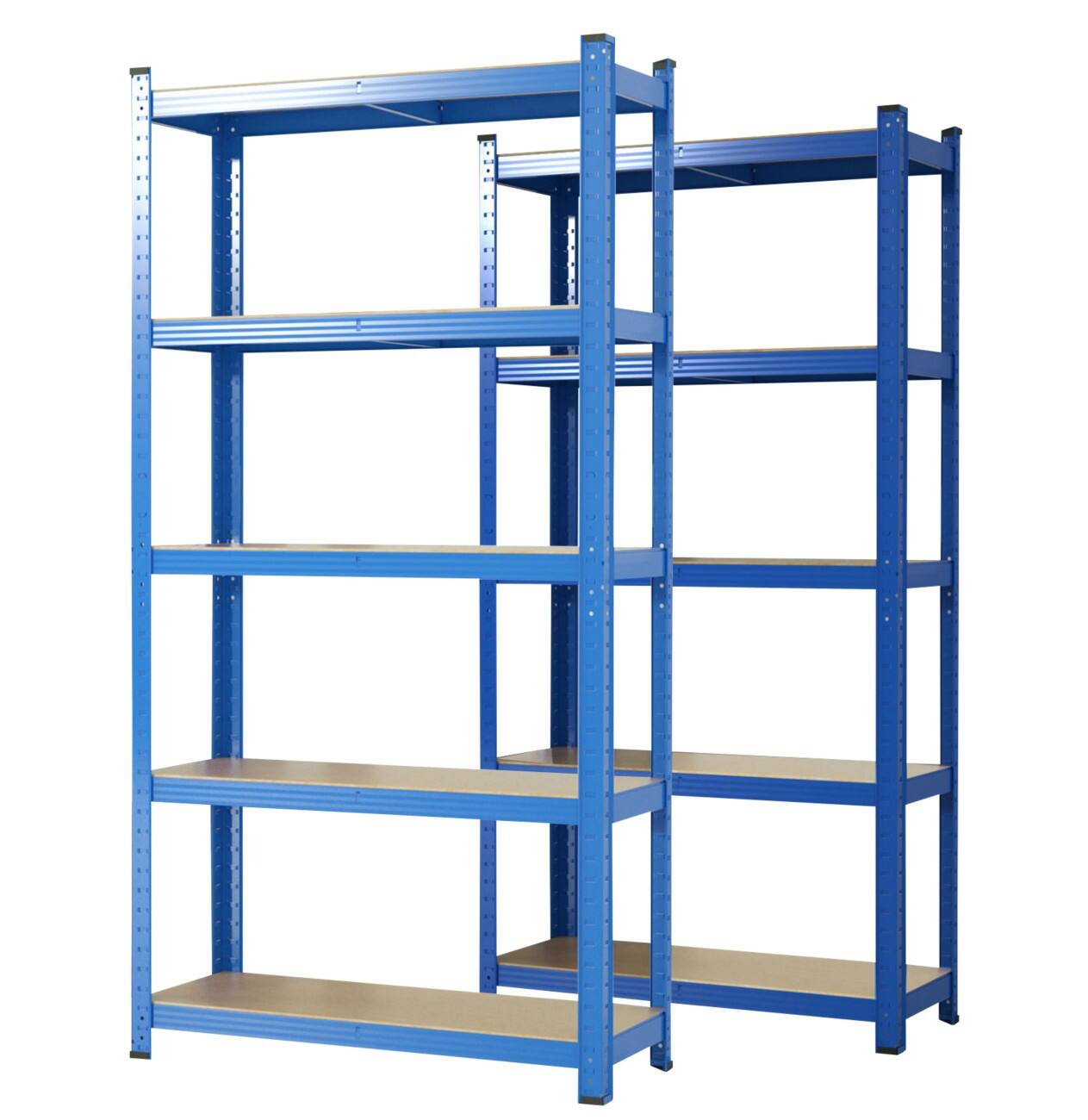 Karat Lakota Regal MDF (Mitteldichte Faserplatte), Stahlblech 1.200 x 600 x 2.000 mm Blau 2 Stück