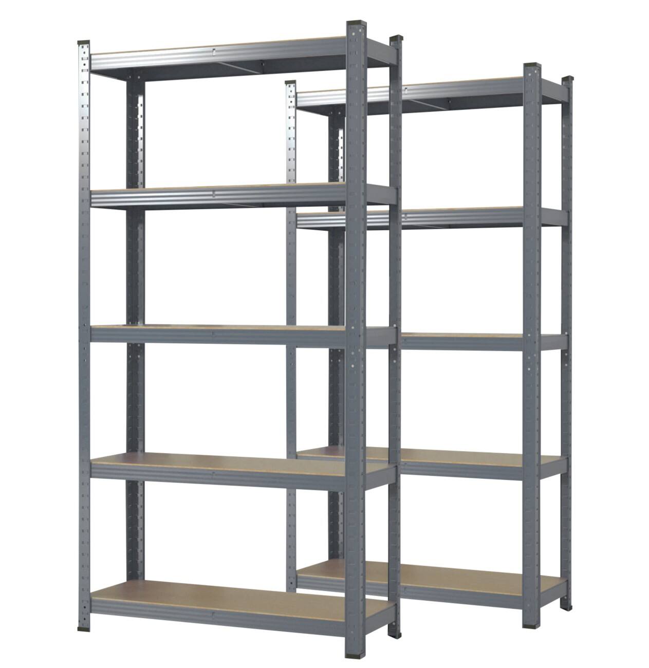 Karat Lakota Regal MDF (Mitteldichte Faserplatte), Stahlblech 1.000 x 500 x 2.000 mm Grau 2 Stück