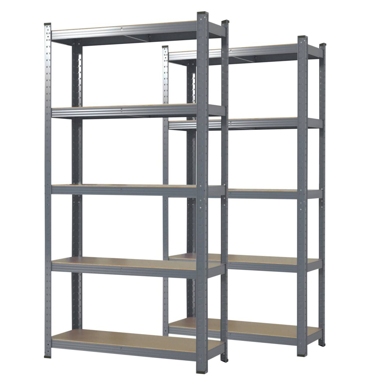 Karat Lakota Regal MDF (Mitteldichte Faserplatte), Stahlblech 1.200 x 600 x 2.000 mm Grau 2 Stück