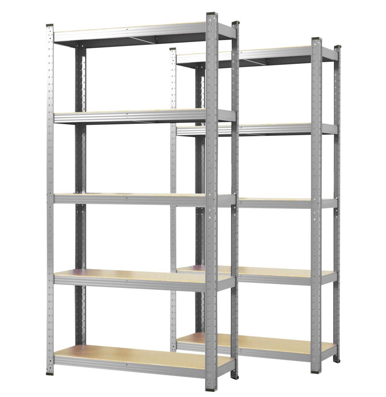 Karat Lakota Regal MDF (Mitteldichte Faserplatte), Stahlblech 900 x 400 x 1.800 mm Silber 2 Stück