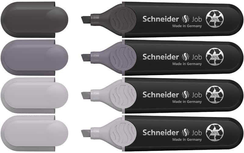 Schneider Job Textmarker Mehrfarbig Breite Filzspitze - 5 mm 4 Stück