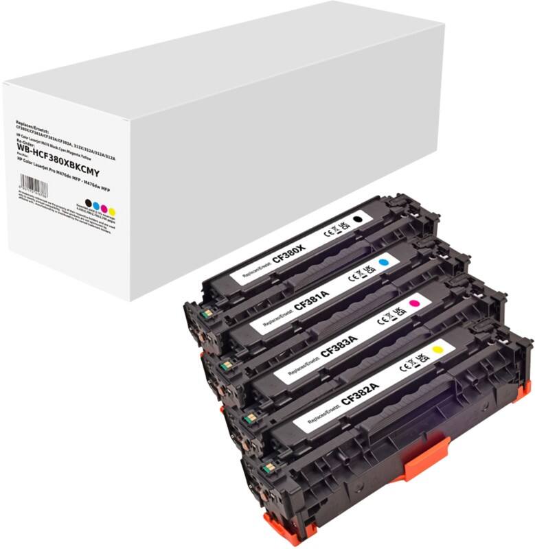 CF380X/CF381A/CF383A/CF382A Kompatible HP Tonerkartuschen Schwarz, Cyan, Magenta, Gelb 4er-Pack
