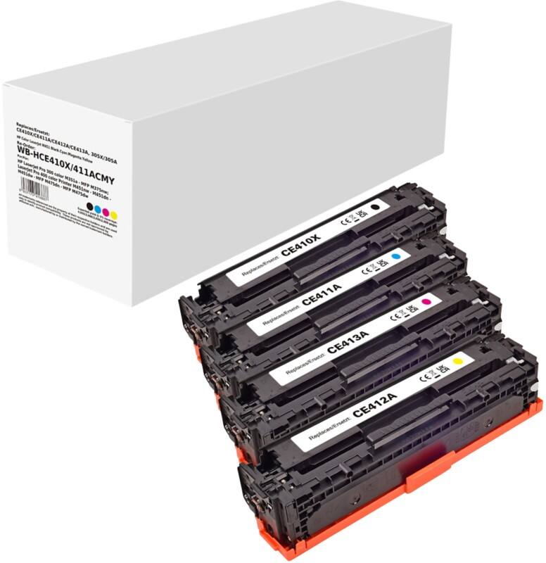 CE410X/CE411A/CE412A/CE413A Kompatible HP Tonerkartuschen Schwarz, Cyan, Magenta, Gelb 4er-Pack